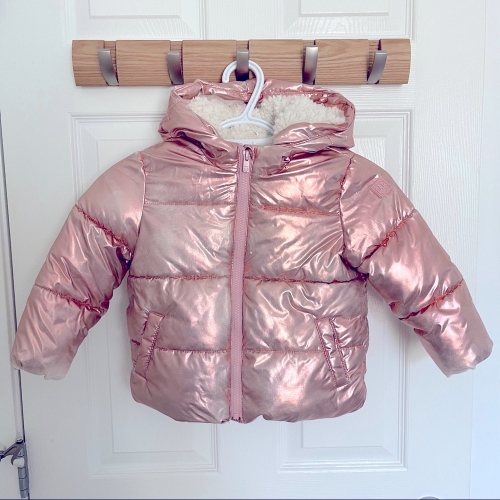 🐻 ❄️ EEUC GAP KIDS TODDLER 4T  WINTER PUFFY SHERPA LINED COLD CONTROL PINK